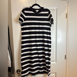 Time and Tru Navy and White Striped Midi Dress